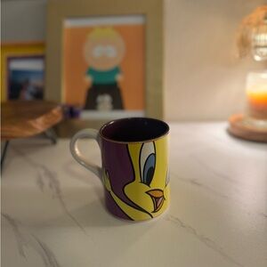 Vintage Warner Bros. Tweety Mug - Yellow and Purple